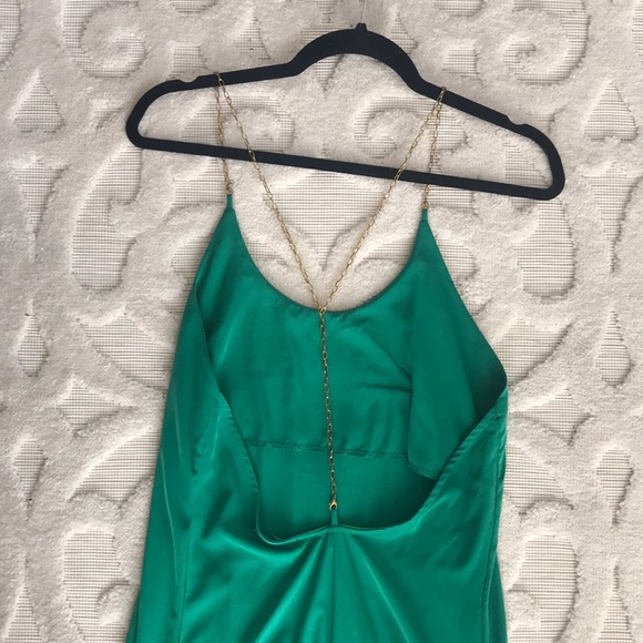 Emerald chain strap Y back, high low dress - Picture 3 of 5